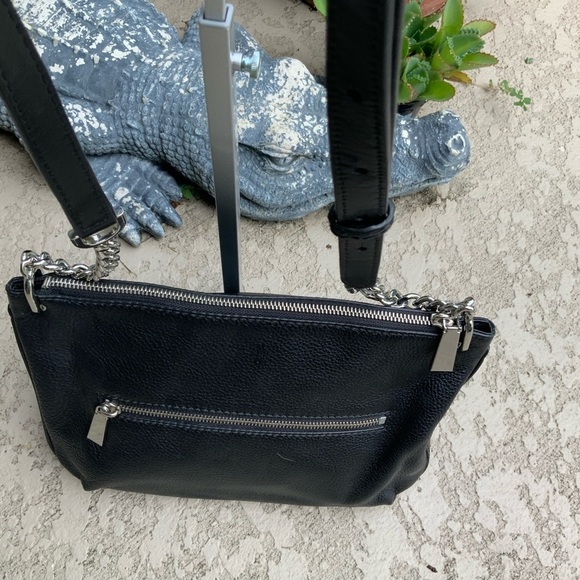 Michael Kors Lillie Black Classic Chain Strap Leather Crossbody Messenger Bag - Picture 4 of 9